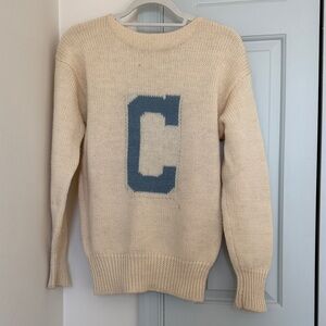 Vintage - Cream Varsity Letter C Knit Sweater - Unbranded
